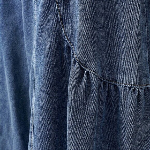 Blue Casual Women's Woven Loose Wide-Leg Washed Denim Pants - Picture 3 of 8